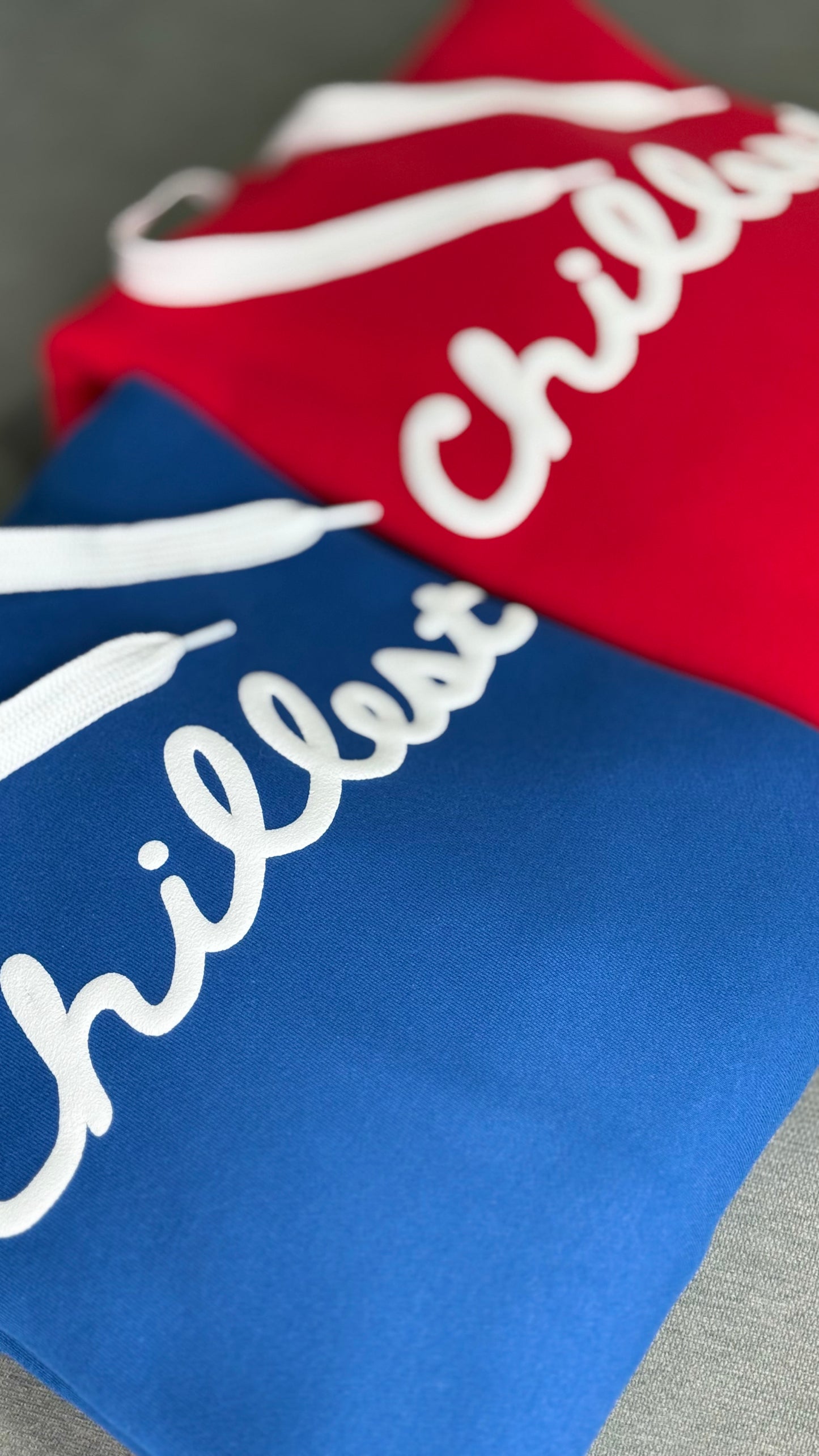 LA Blue Hoodie White Puff