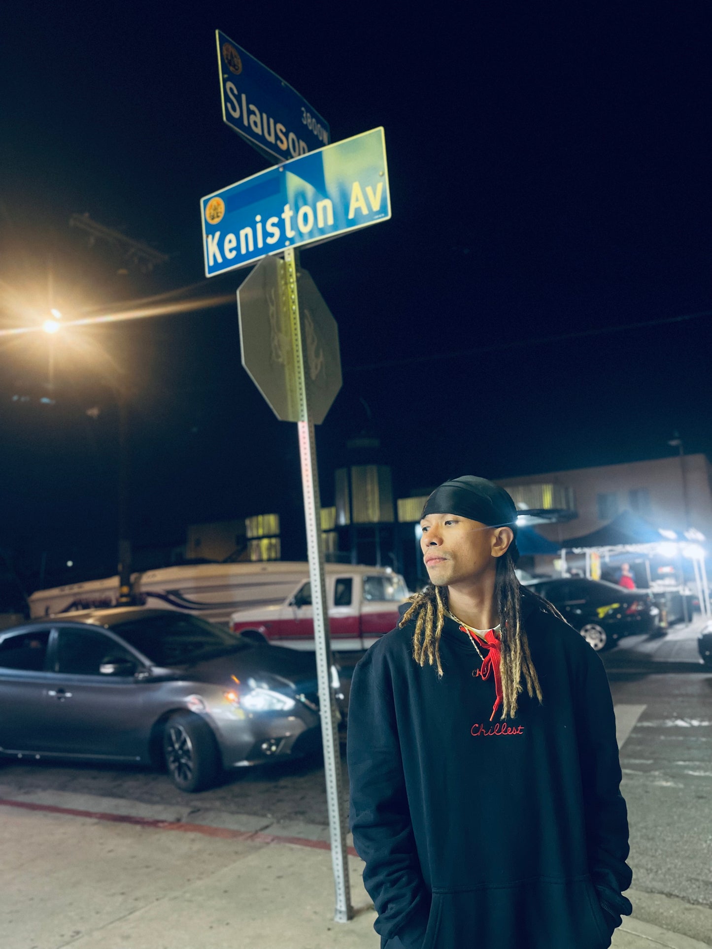 Chillest Embroidered Hoodie - Red on Black