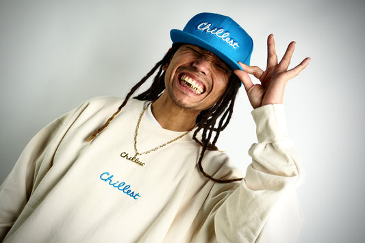 Chillest Embroidered Crew - Blue on Natural