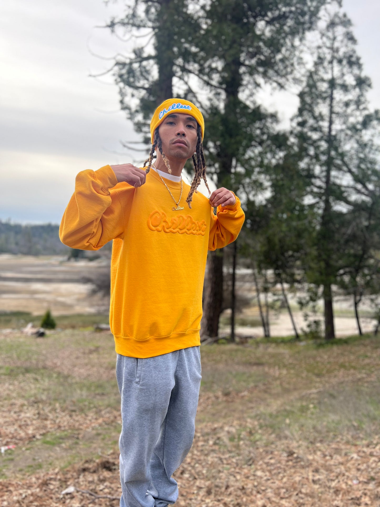 Yellow Puff on Gold Crewneck
