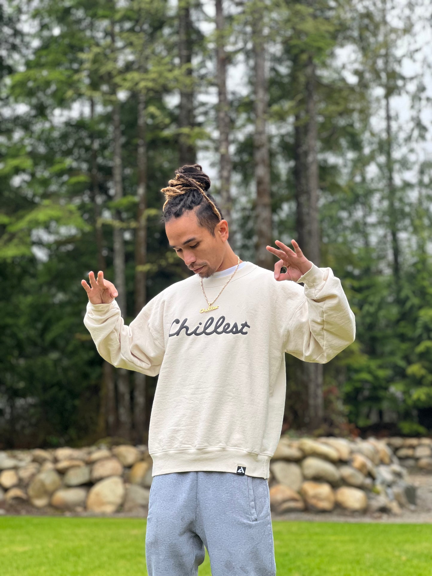 Black Puff on Sand Crewneck