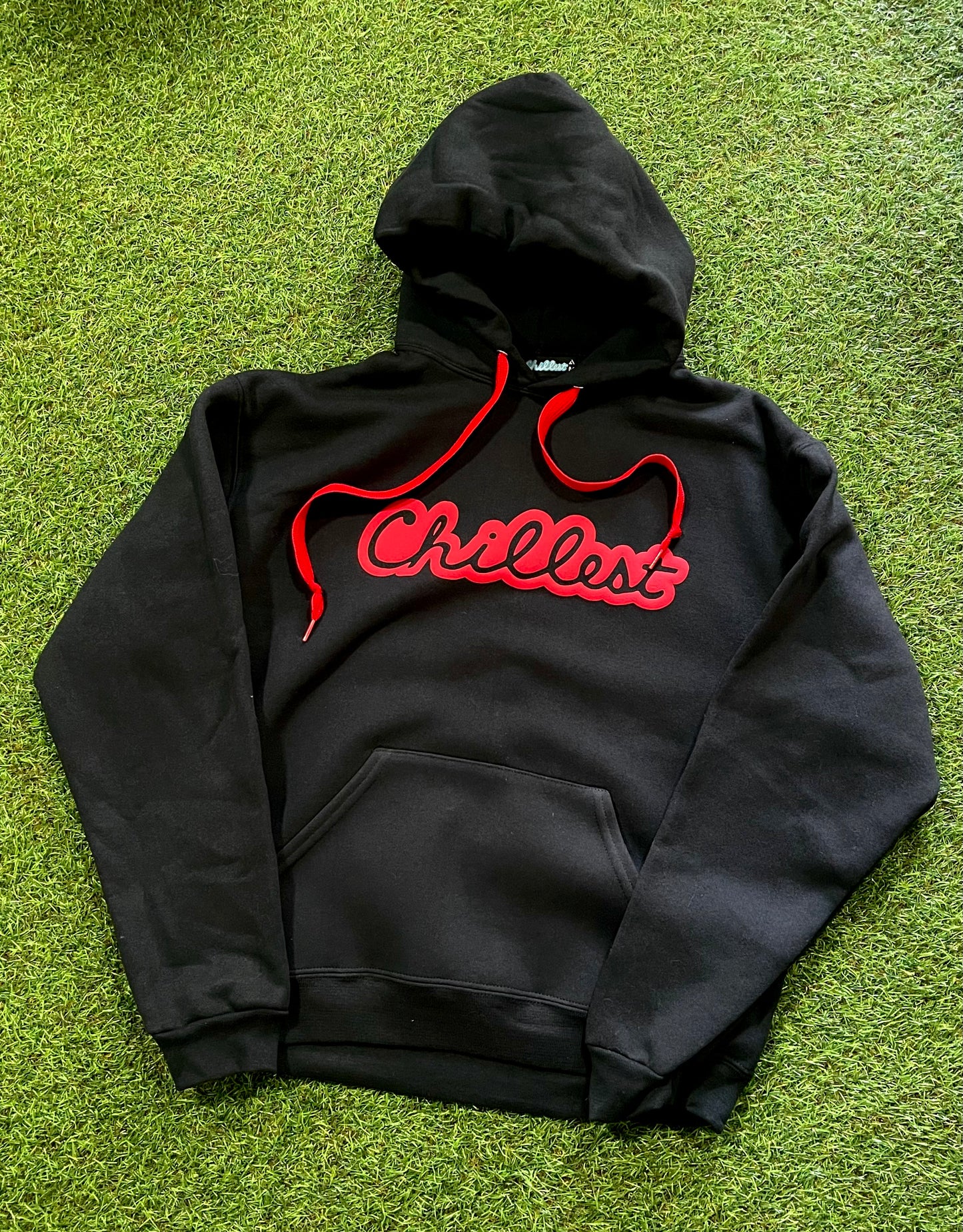 Chillest Hoodie Red Puff on Black