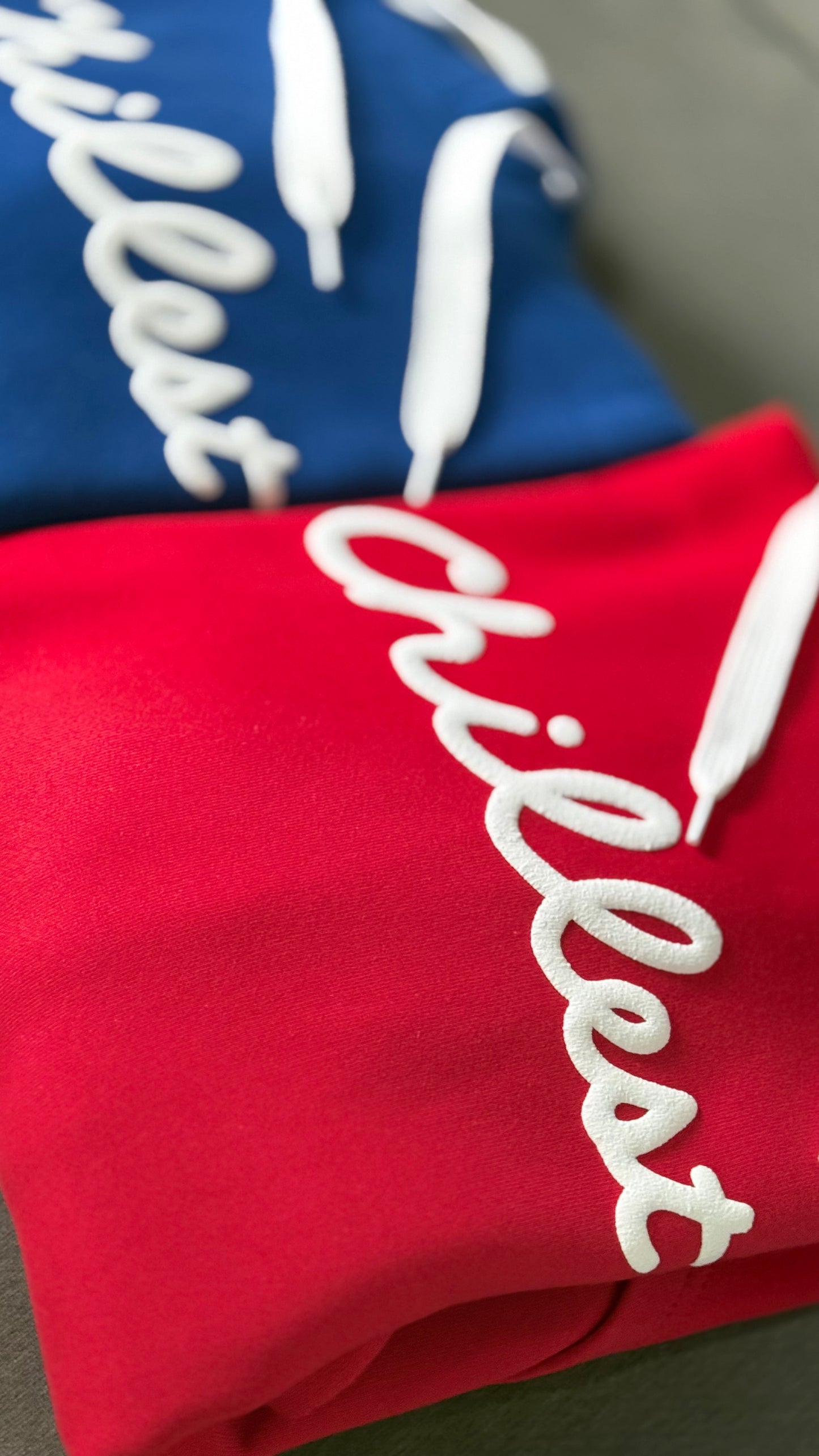 LA Blue Hoodie White Puff