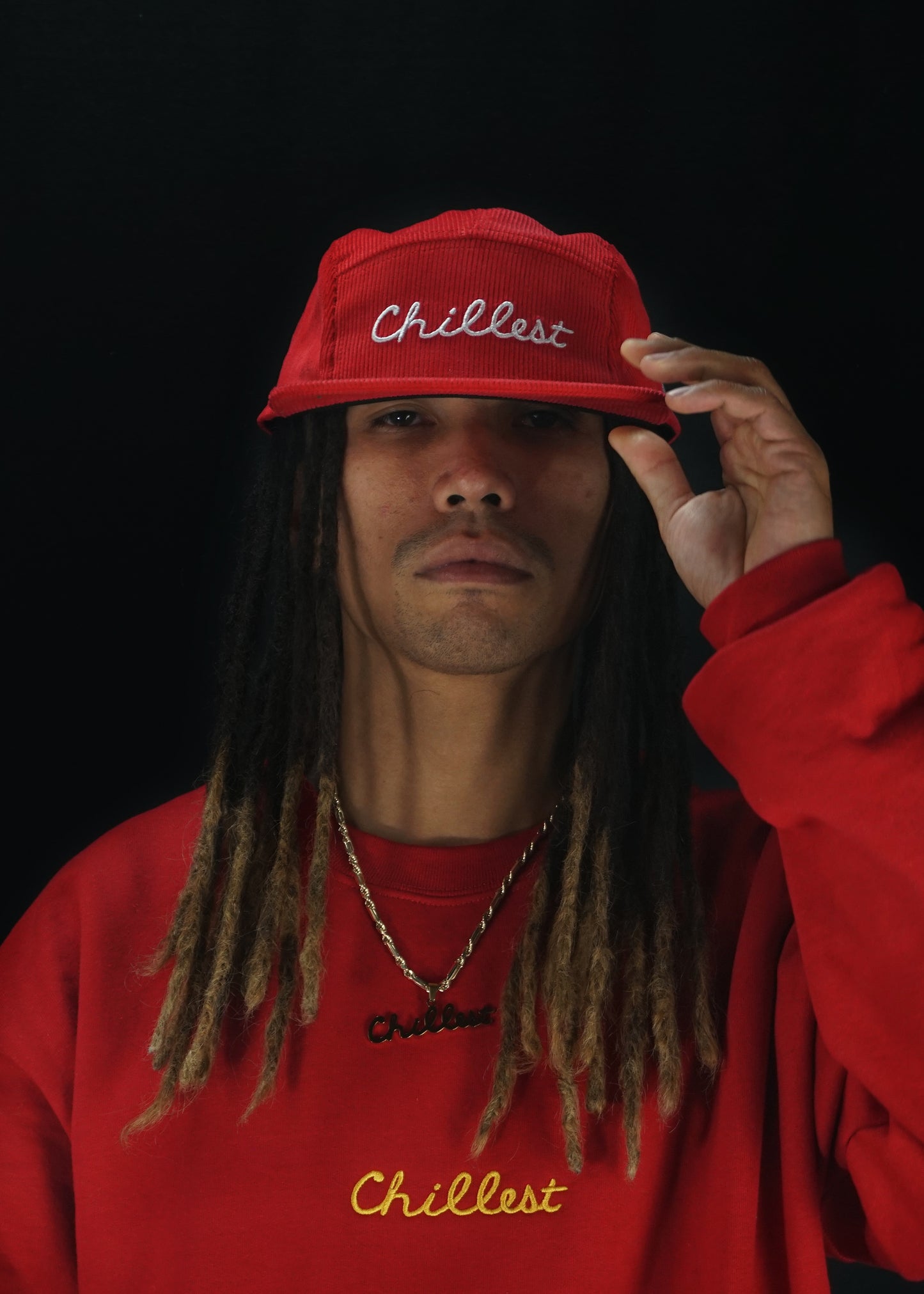 Chillest Embroidered Five Panel Camp Hat Red