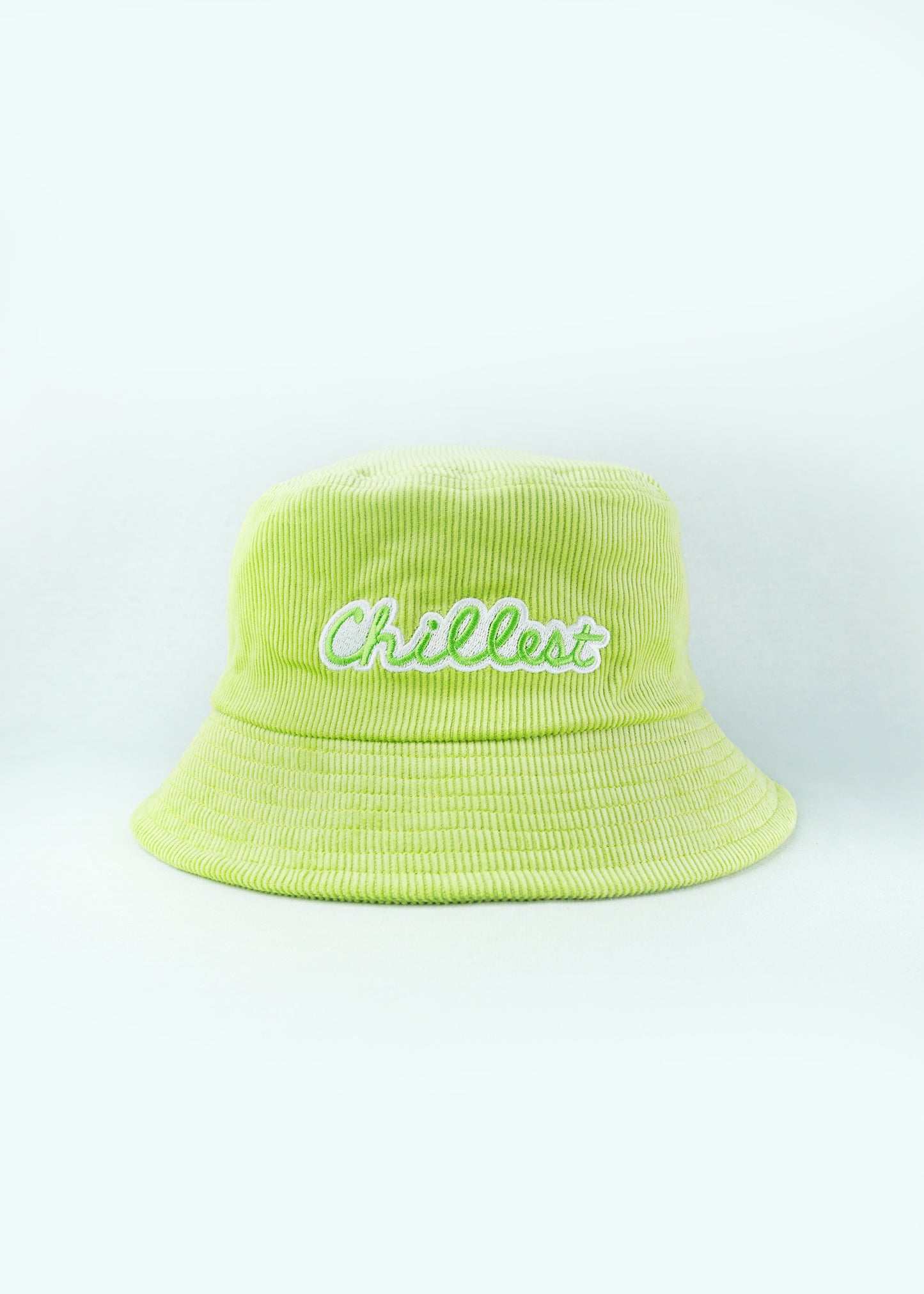 Chillest Embroidered Corduroy Bucket Hat Lime Green