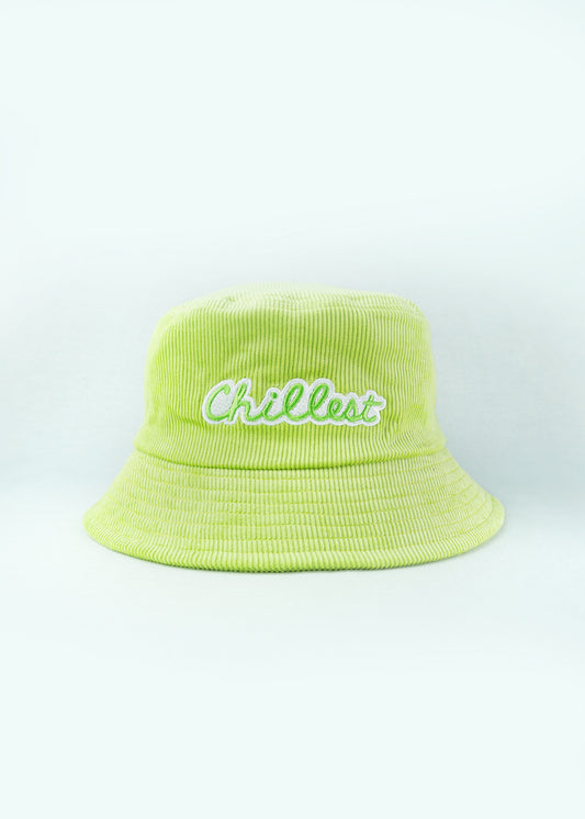 Chillest Embroidered Corduroy Bucket Hat Lime Green