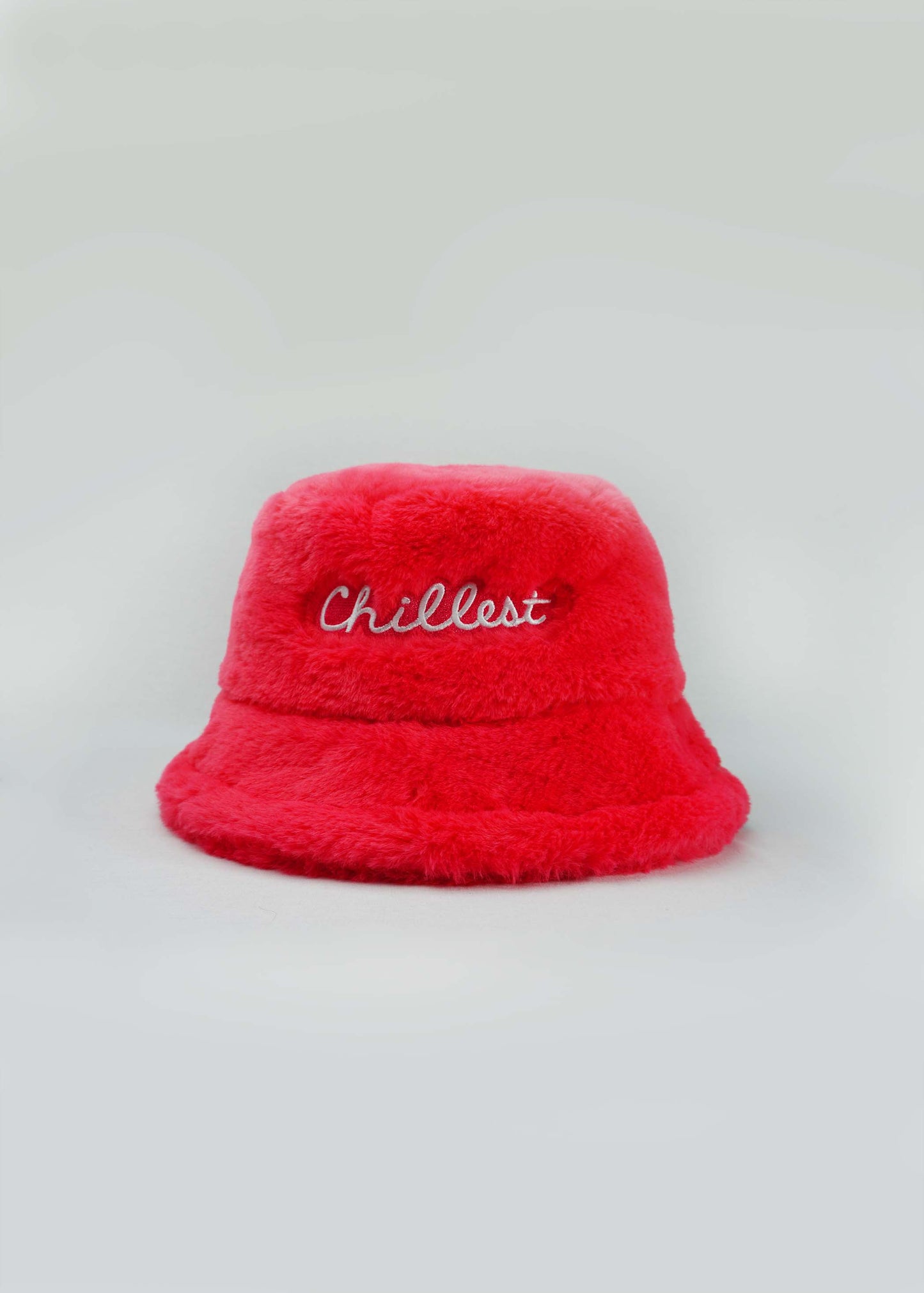 Chillest Faux Fur Bucket Hat Cherry Red