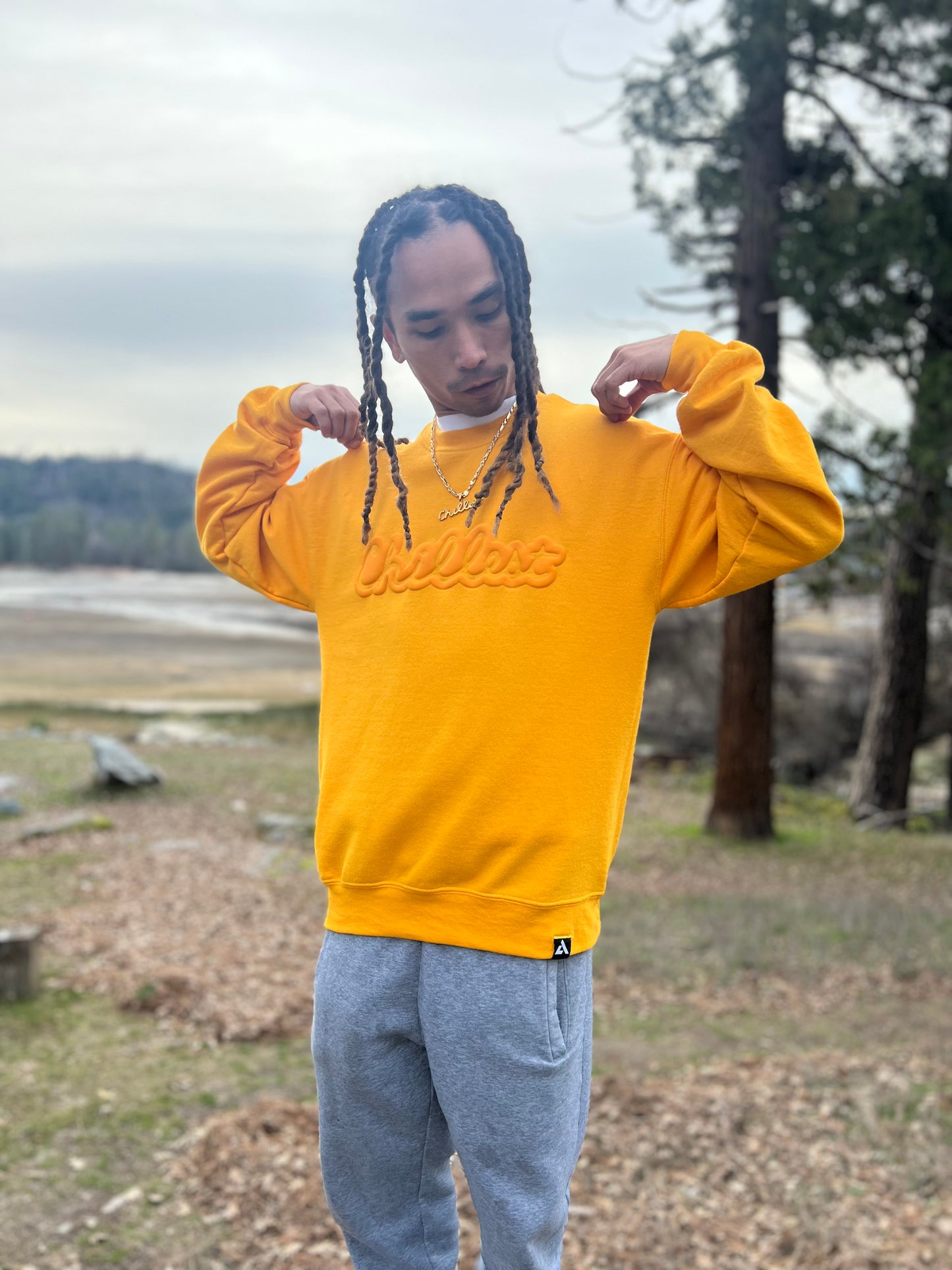 Yellow Puff on Gold Crewneck