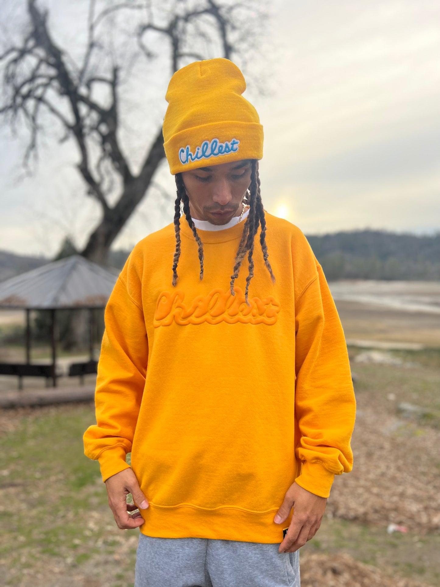 Yellow Puff on Gold Crewneck