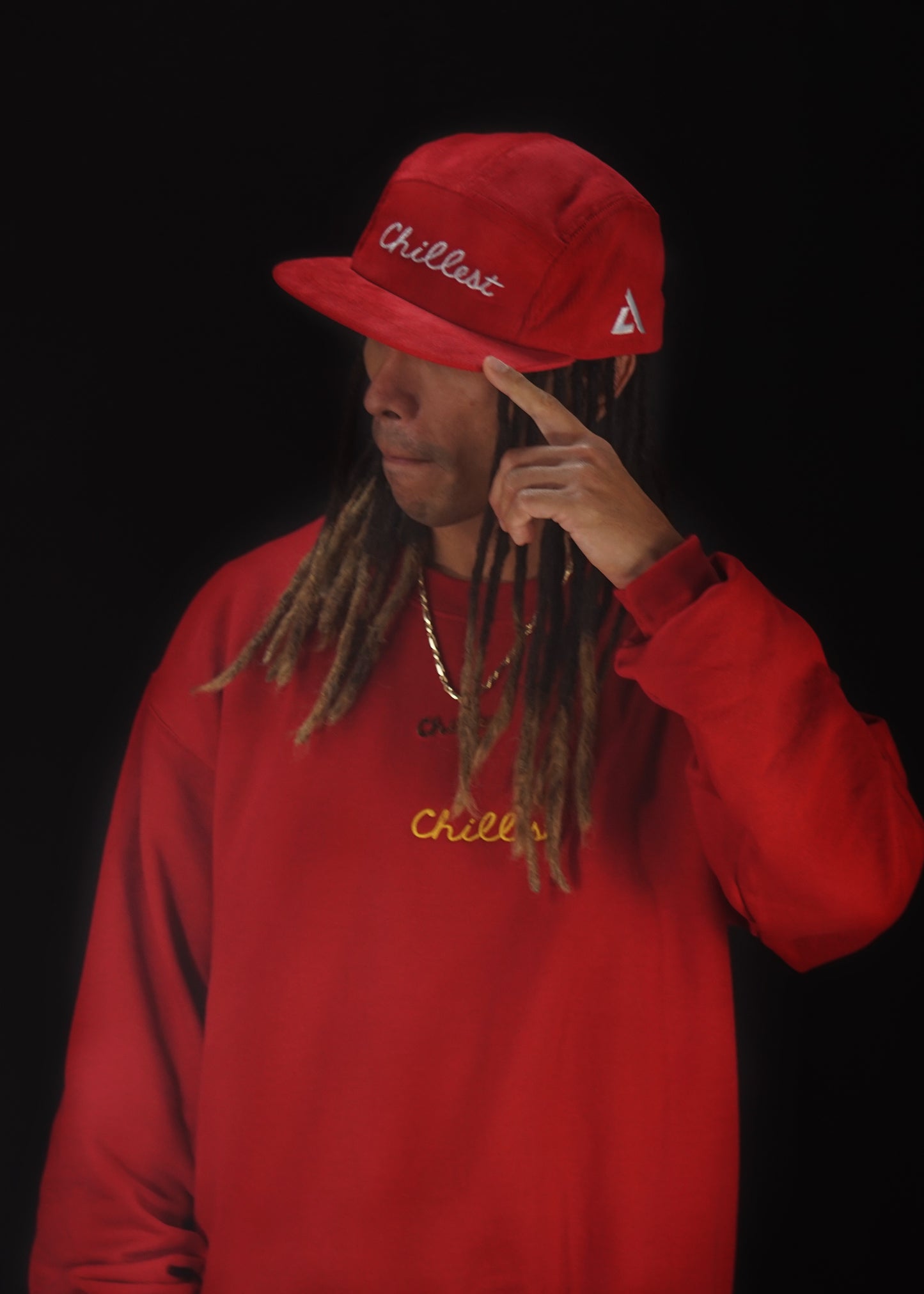 Chillest Embroidered Five Panel Camp Hat Red
