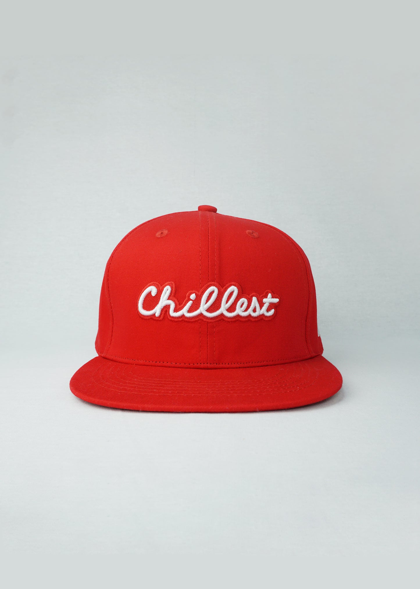 Chillest 3D Embroidered Flat Bill Snap Back Hat Cherry Red